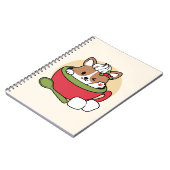 Winter Cocoa Bliss - Schattigee hond in Mok Design Notitieboek (Linkerzijde)