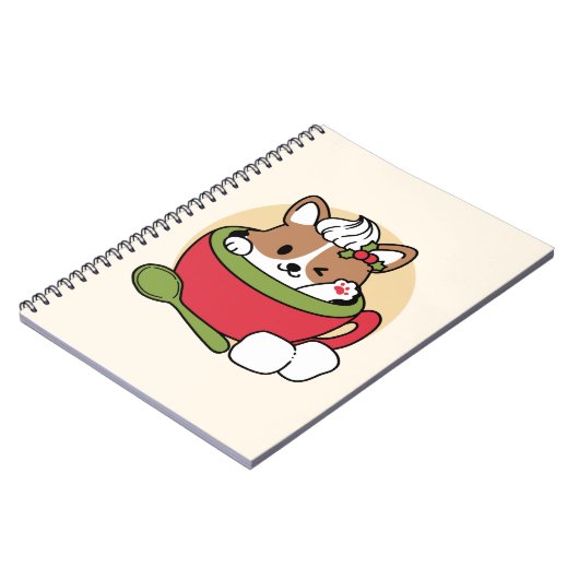 Winter Cocoa Bliss - Schattigee hond in Mok Design Notitieboek (Linkerzijde)