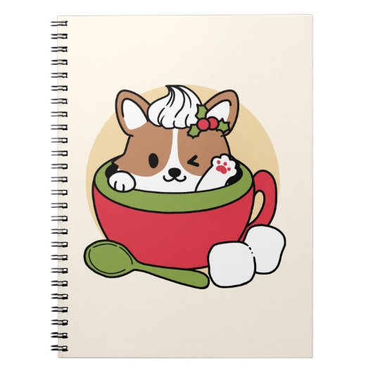 Winter Cocoa Bliss - Schattigee hond in Mok Design Notitieboek (Voorkant)