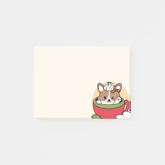 Winter Cocoa Bliss - Schattigee hond in Mok Design Post-it® Notes (Voorkant)