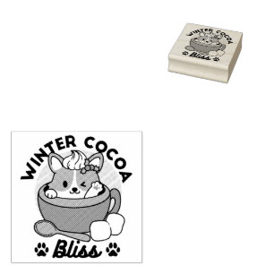 Winter Cocoa Bliss - Schattigee hond in Mok Design Rubberstempel