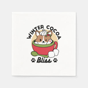 Winter Cocoa Bliss - Schattigee hond in Mok Design Servet
