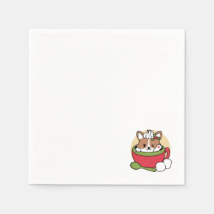 Winter Cocoa Bliss - Schattigee hond in Mok Design Servet