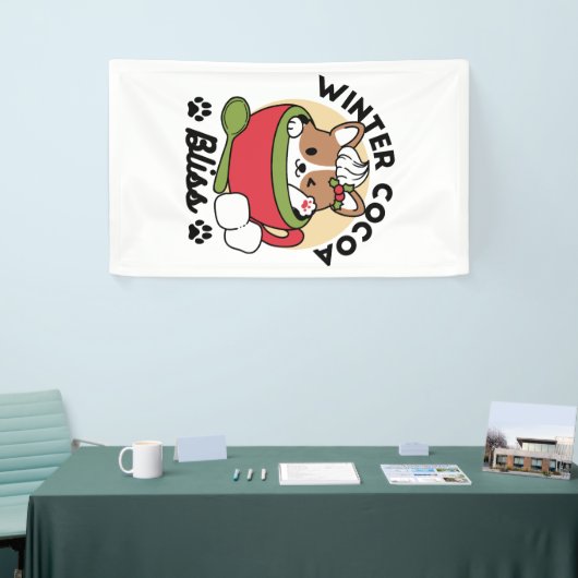 Winter Cocoa Bliss - Schattigee hond in Mok Design Spandoek (Beurs)