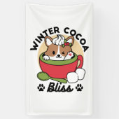 Winter Cocoa Bliss - Schattigee hond in Mok Design Spandoek (Verticaal)