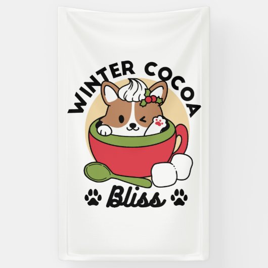 Winter Cocoa Bliss - Schattigee hond in Mok Design Spandoek (Verticaal)