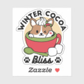 Winter Cocoa Bliss - Schattigee hond in Mok Design Sticker (Vel)