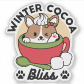Winter Cocoa Bliss - Schattigee hond in Mok Design Sticker (Voorkant)