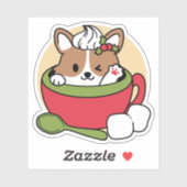 Winter Cocoa Bliss - Schattigee hond in Mok Design Sticker (Vel)