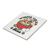 Winter Cocoa Bliss - Schattigee hond in Mok Design Tegeltje (Zijkant)
