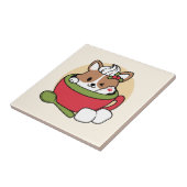Winter Cocoa Bliss - Schattigee hond in Mok Design Tegeltje (Zijkant)