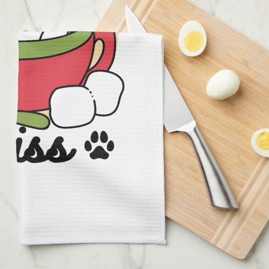 Winter Cocoa Bliss - Schattigee hond in Mok Design Theedoek (Quarter Fold)