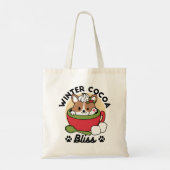 Winter Cocoa Bliss - Schattigee hond in Mok Design Tote Bag (Achterkant)
