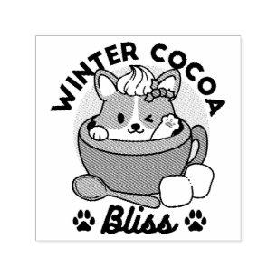 Winter Cocoa Bliss - Schattigee hond in Mok Design Zelfinktende Stempel