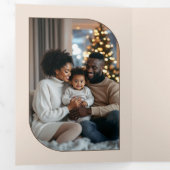 Winter Cocoa Cozy Vibes Retro Christmas Photo Drieluik Wenskaart (Binnenzijde eerst)