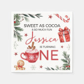 Winter Cocoa First Birthday Napkin Servet (Voorkant)