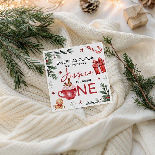 Winter Cocoa First Birthday Napkin Servet