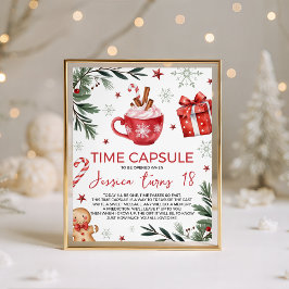 Winter Cocoa Verjaardag Tijd Capsule Bord Reclamebord Met Voetstuk