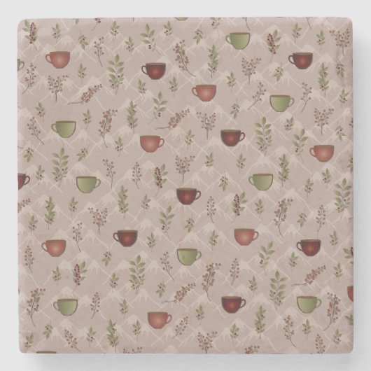 Winter Coffee Journey Stenen Onderzetter (Voorkant)