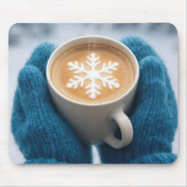Winter Coffee With Mittens and Snowflake Muismat