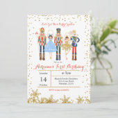 Winter Confetti Birthday Invitation Nutcracker Kaart (Staand voorkant)