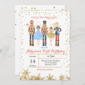 Winter Confetti Birthday Invitation Nutcracker Kaart (Voorkant / Achterkant)