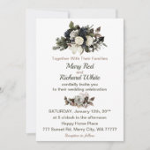 Winter Conifer Floral Magnolia Peony Rozen Weddens Kaart (Voorkant)