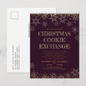 Winter Cookie Exchange Kerstmis Burgundy Holiday Uitnodiging Briefkaart (Voorkant / Achterkant)