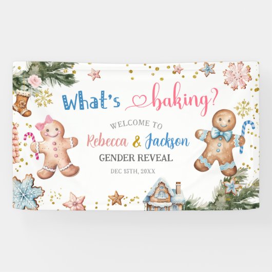 Winter Cookie Whats Baking Gender Reveal Spandoek (Horizontaal)