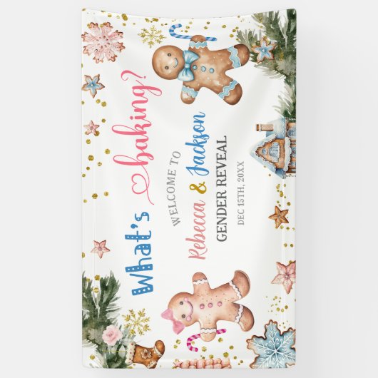 Winter Cookie Whats Baking Gender Reveal Spandoek (Verticaal)