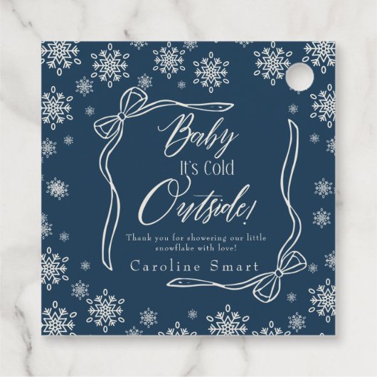 Winter Coquette Blauw Dank u Het is Koud Bedankjes Labels (Achterkant)