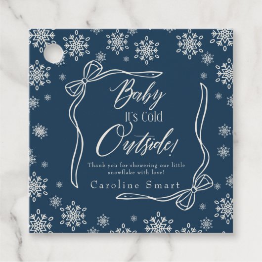 Winter Coquette Blauw Dank u Het is Koud Bedankjes Labels (Voorkant)