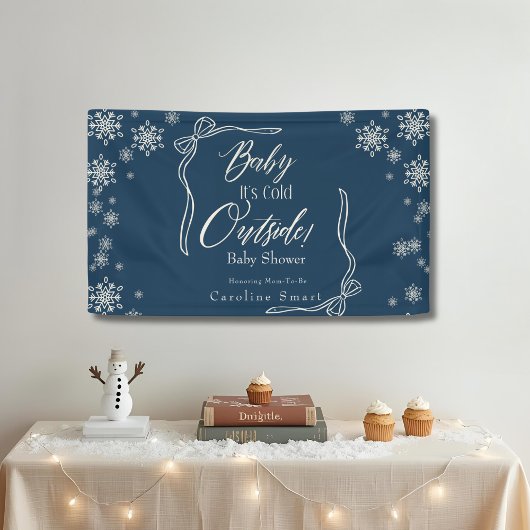 Winter Coquette Blauwe Baby Het is koud Spandoek