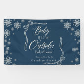 Winter Coquette Blauwe Baby Het is koud Spandoek (Horizontaal)