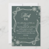 Winter Coquette green Thank You Baby Shower Card Kaart (Voorkant)