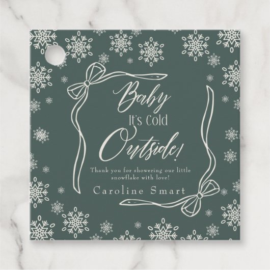 Winter Coquette groen Bedankt Het is koud Bedankjes Labels (Voorkant)