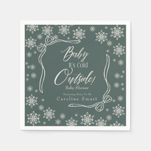Winter Coquette groene Baby het is koud Papier ser Servet (Voorkant)