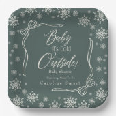 Winter Coquette groene Baby het is koud Papieren Bordje (Voorkant)