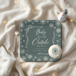 Winter Coquette groene Baby het is koud Papieren Bordje