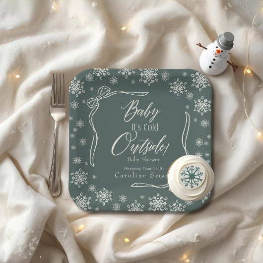 Winter Coquette groene Baby het is koud Papieren Bordje