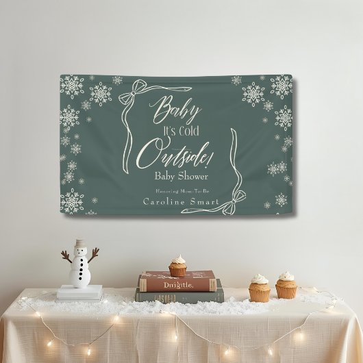Winter Coquette groene Baby het is koud Spandoek