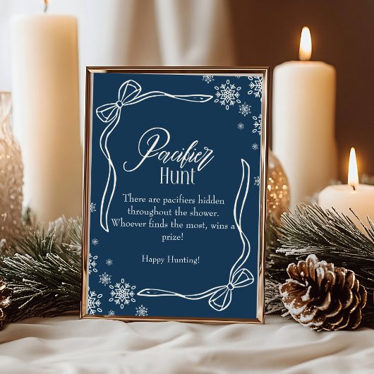 Winter Coquette Pacifier Hunt Baby shower teken Kaart