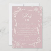 Winter Coquette roze Bedankt Baby shower Kaart (Voorkant)