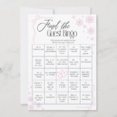 Winter Coquette roze Vind de gast Bingo Kaart (Voorkant)