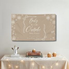 Winter Coquette Taupe Baby Het is koud Spandoek