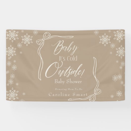 Winter Coquette Taupe Baby Het is koud Spandoek (Horizontaal)