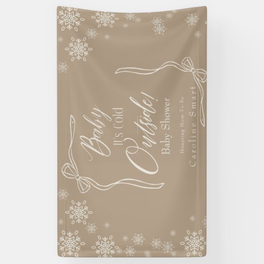 Winter Coquette Taupe Baby Het is koud Spandoek (Verticaal)