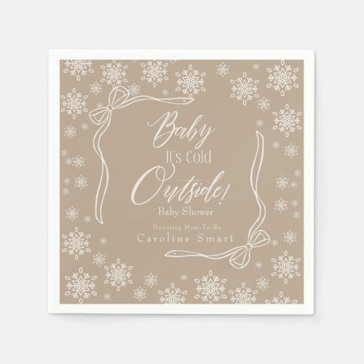 Winter Coquette Taupe Baby is koud Papier servet (Voorkant)