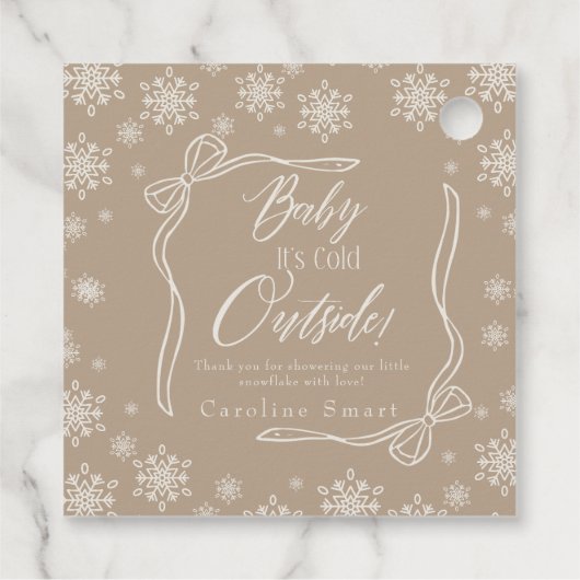 Winter Coquette taupe Dank u Het is Koud Bedankjes Labels (Achterkant)