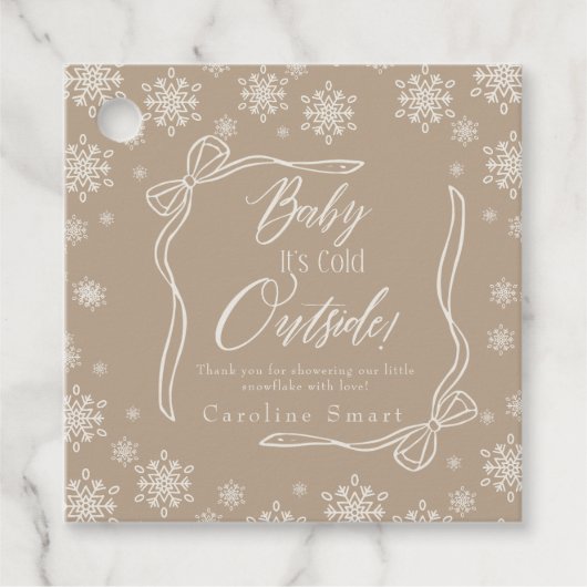 Winter Coquette taupe Dank u Het is Koud Bedankjes Labels (Voorkant)